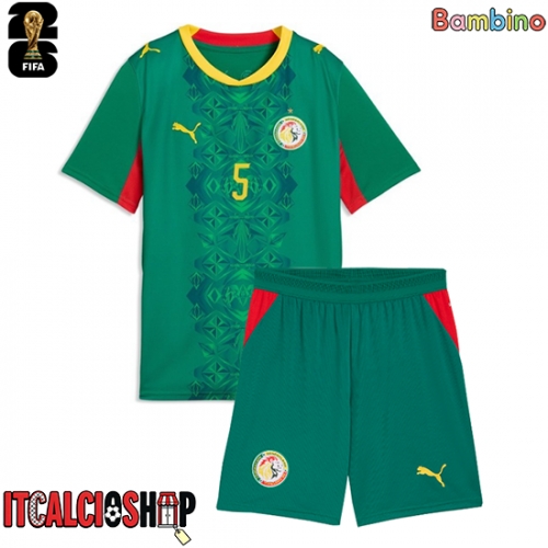 Senegal Idrissa Gueye #5 Seconda Maglia Bambino Mondiali 2026 Manica Corta (+ Pantaloni corti)